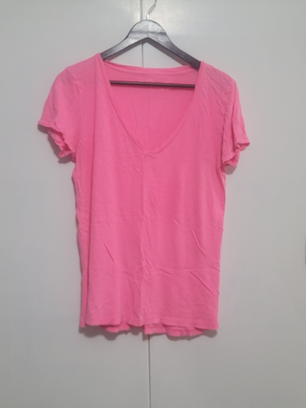 J. Crew Bright Pink V-Neck Short Sleeve Tee